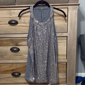 Silver Sequin Sleeveless Top